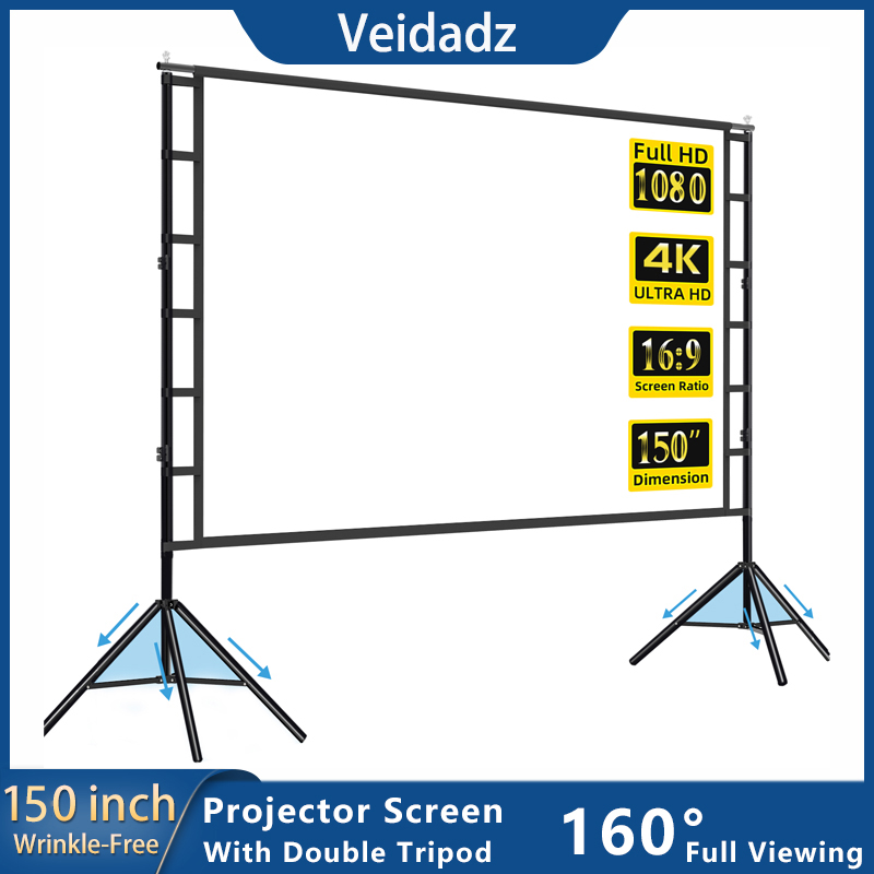 Home Cinema Rack - VEIDADZ-Tela do projetor com suporte, branco