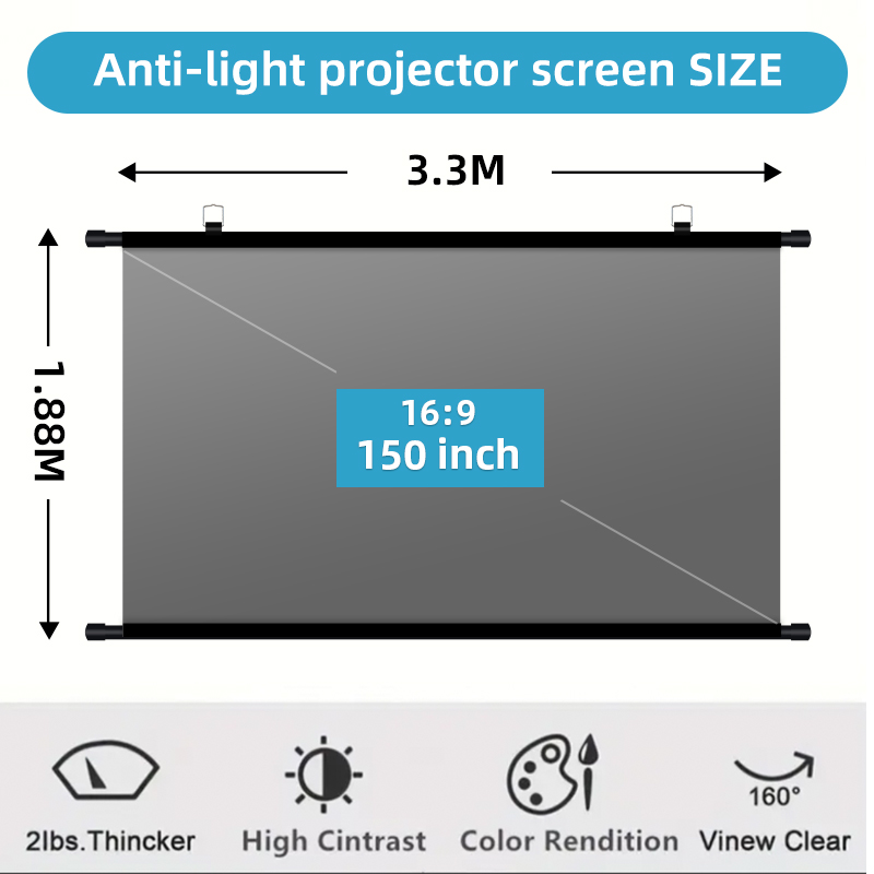 Home Cinema Rack - Tela de Projeção Anti-Luz de 150