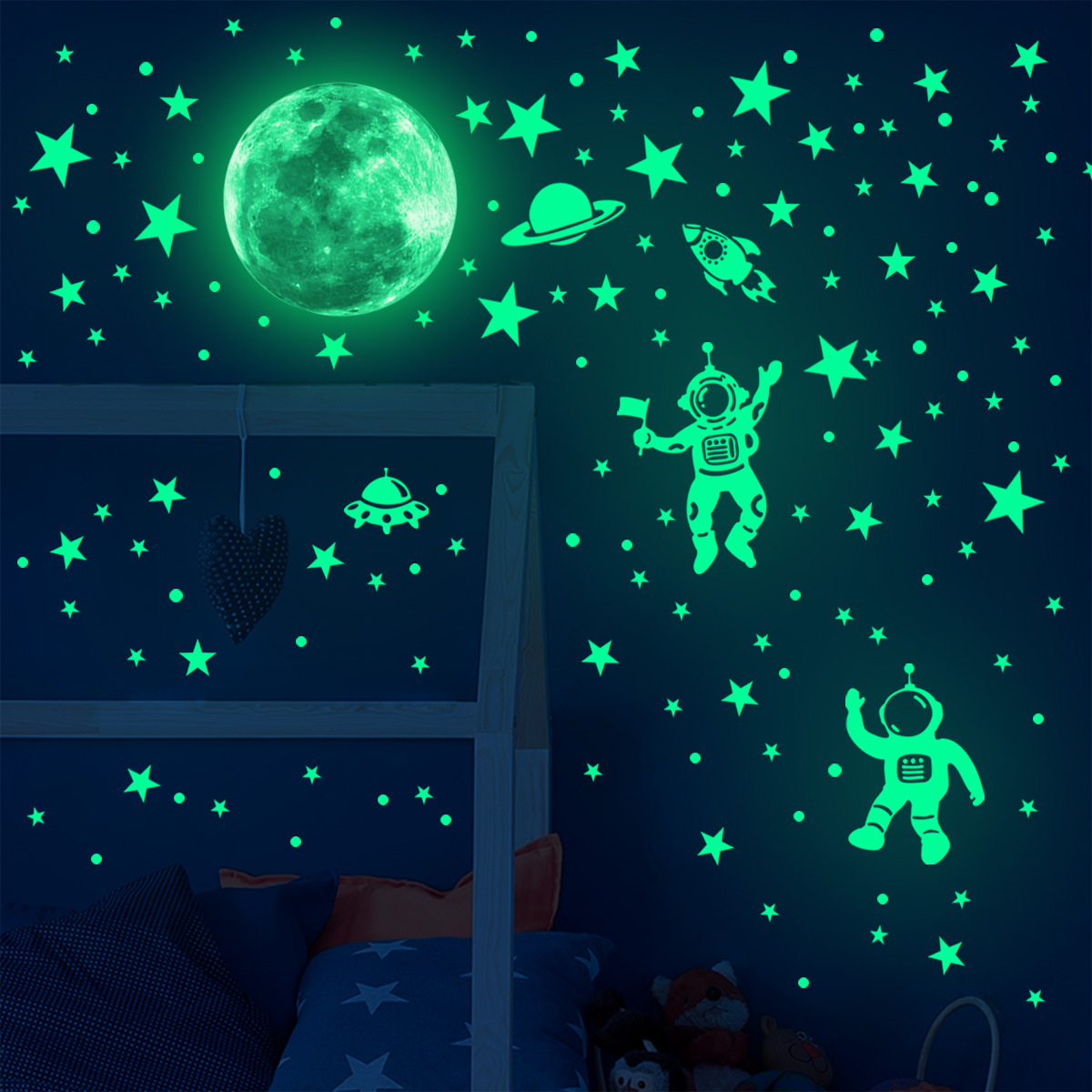 Home Cinema Room - Luminoso lua estrelas adesivos de parede