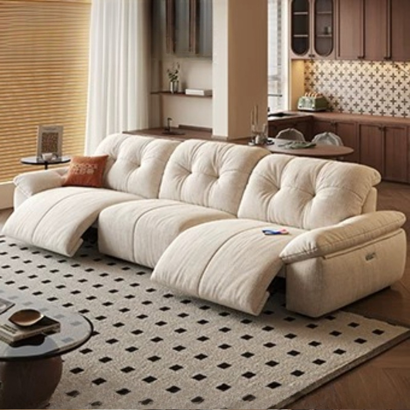 Home Cinema Room Design - Sofá Moderno Branco Elétrico Multifuncional com