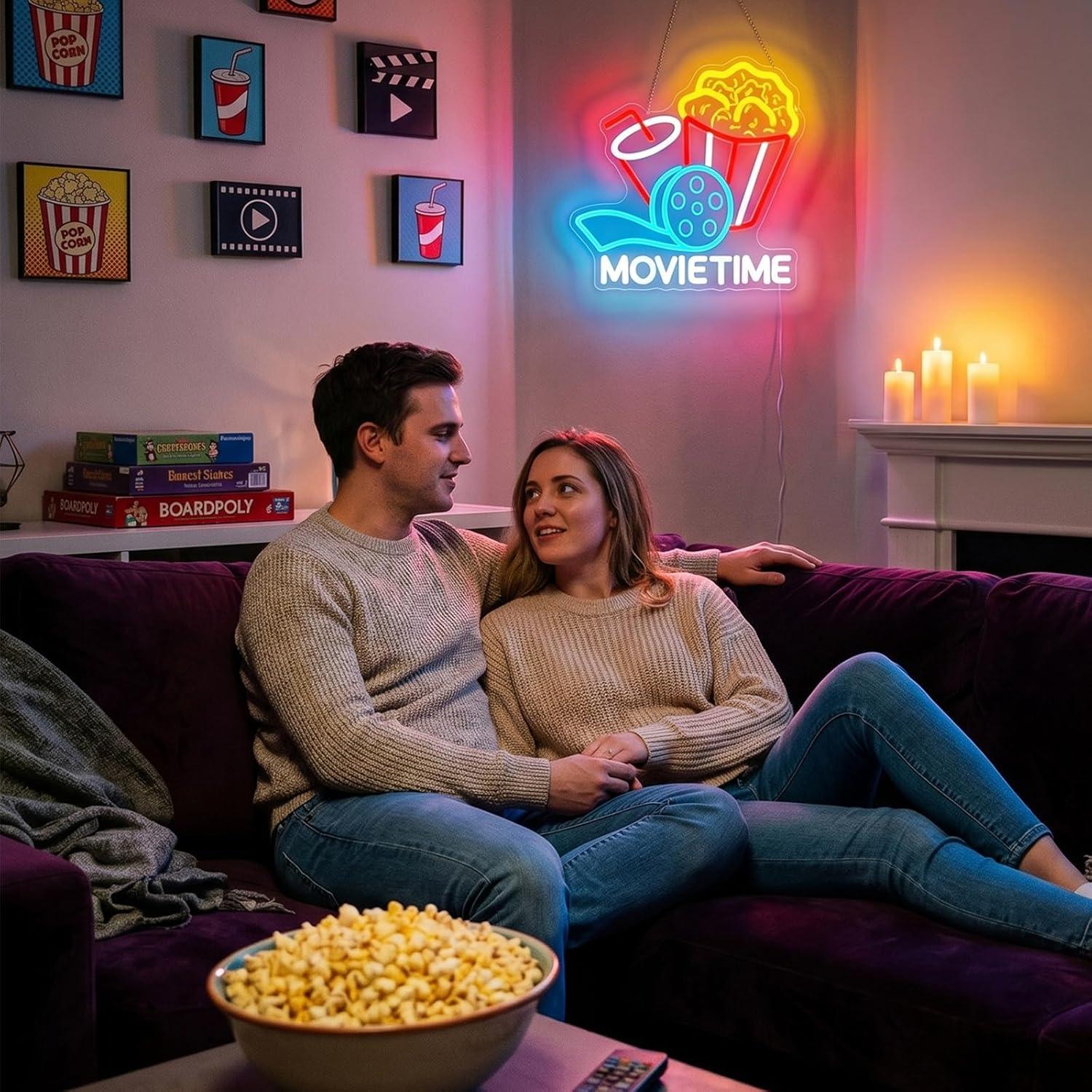 Letreiro Neon 'Movie Time' com - Home Cinema Times avaliação e preço